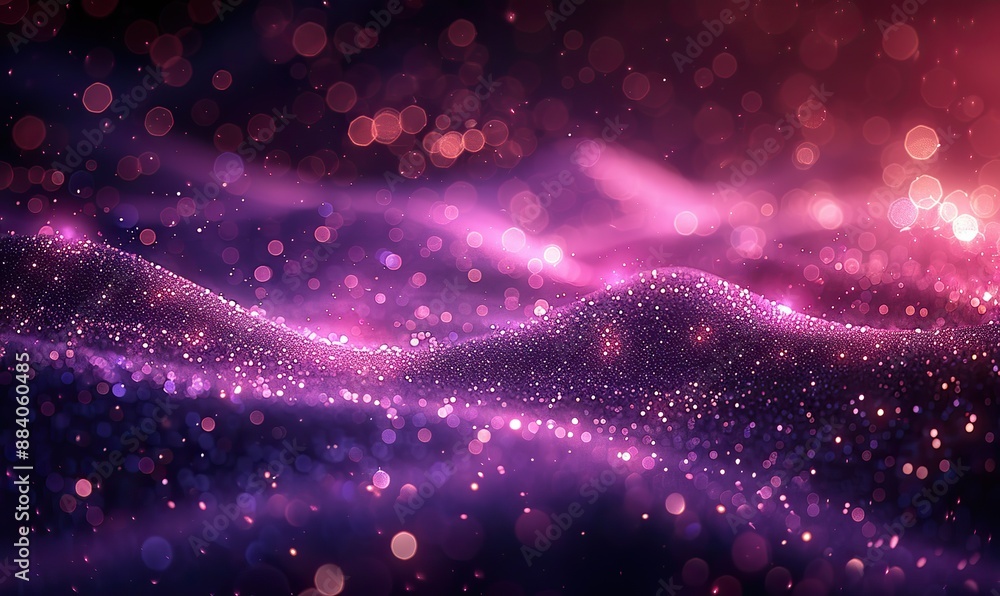 Purple glitter with a sparkle of lights and stars blurs the bokeh light into a purple tone. Purple glitter with a sparkle of lights and stars blurs the bokeh light into a purple tone.
