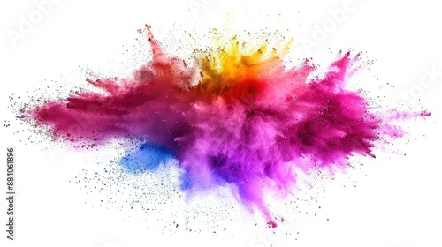 abstract powder splatted background. Colorful powder explosion on white background. Colored cloud. Colorful dust explode. Paint Holi