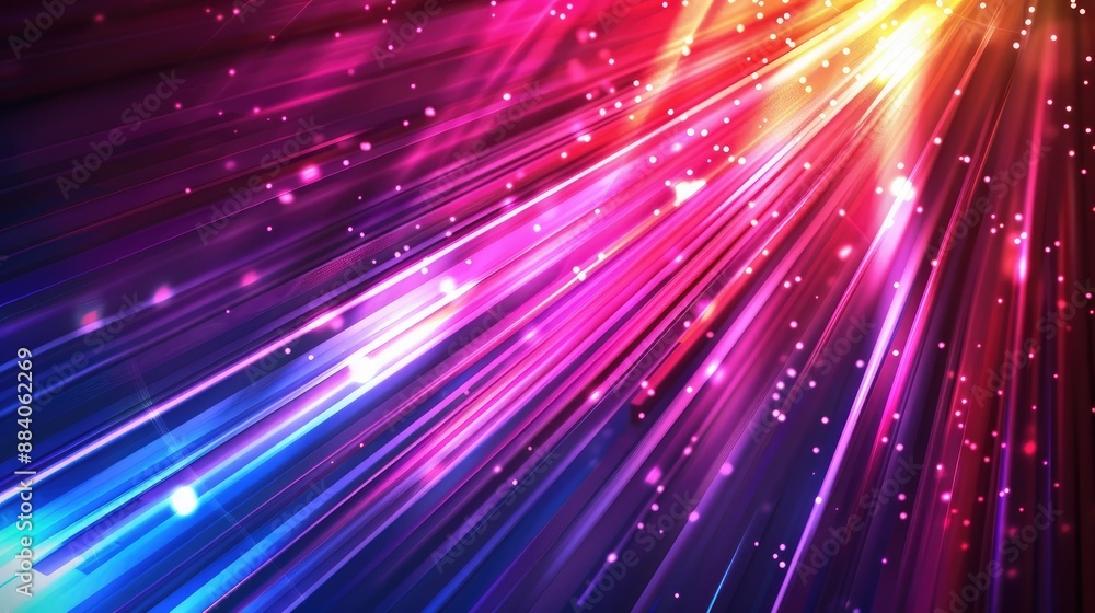 Obraz premium Abstract technology background with colorful light rays. shiny stripes