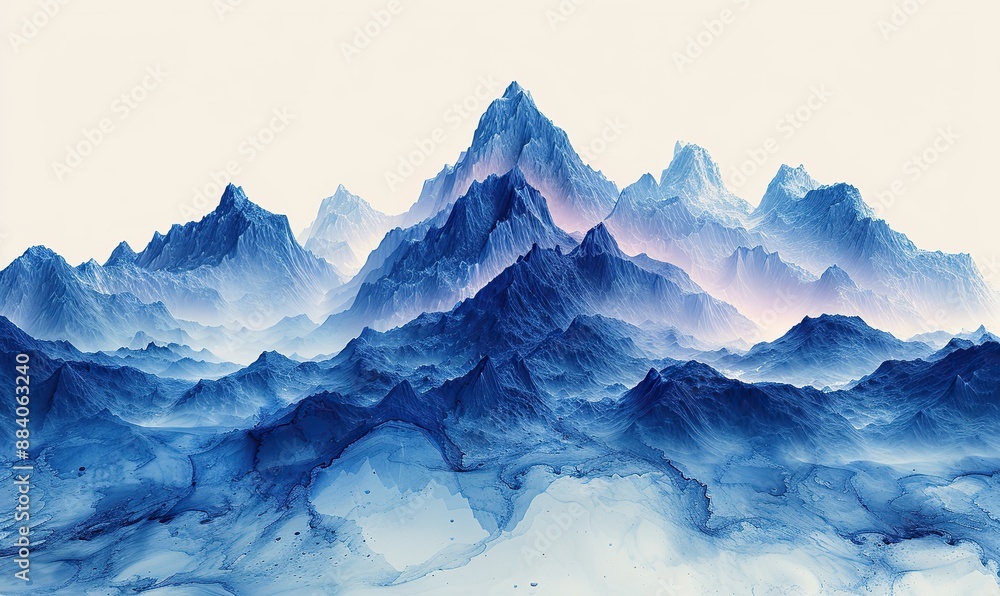 Fototapeta premium Blue mountain-shaped AI-generated image.