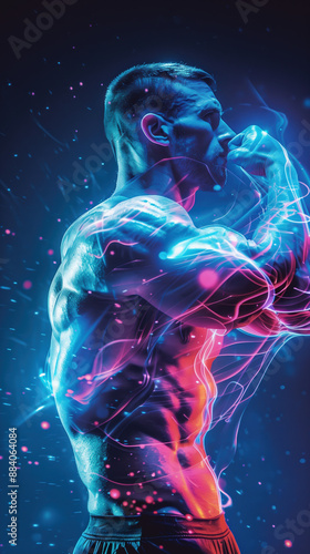 Enhanced Muscle Performance with BCAA Hologram Illustrating Lean Muscles and Endurance for Healthy Development