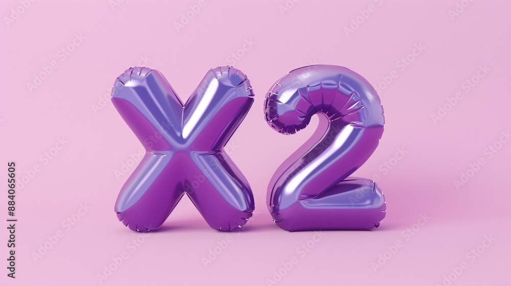 Two enlarged violet numbers on a solitary rose-colored backdrop. Digitally created. Two enlarged violet numbers on a solitary rose-colored backdrop. Digitally created.