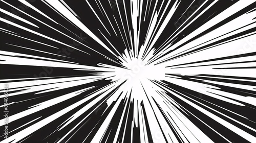 Retro-style banner with manga-inspired speed rays and black action lines for a cartoonish touch.