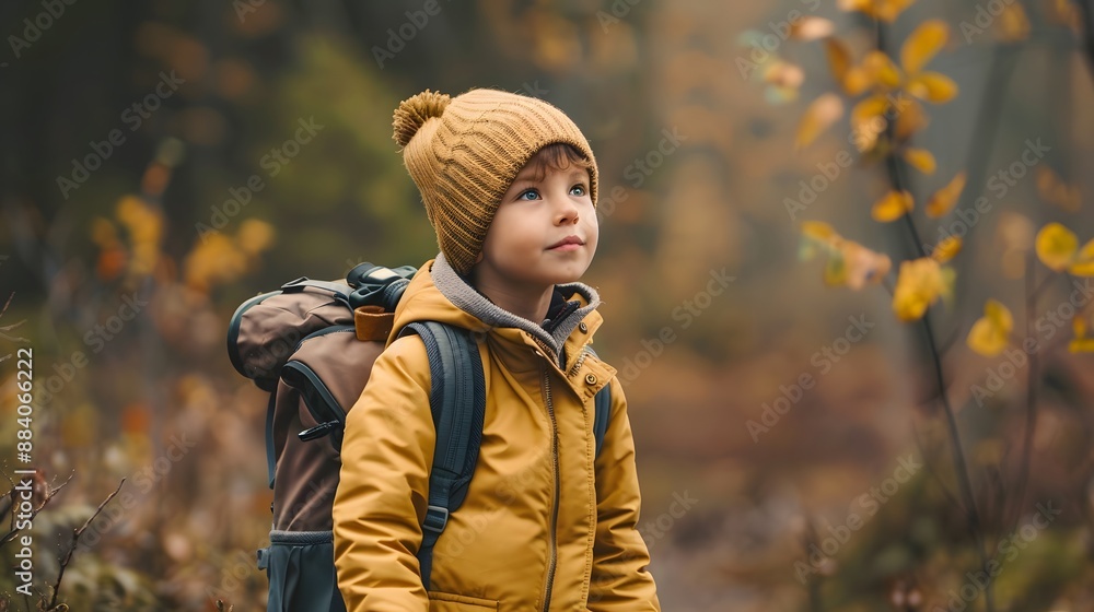 Young Boy Exploring Autumn Woods Young Boy Exploring Autumn Woods