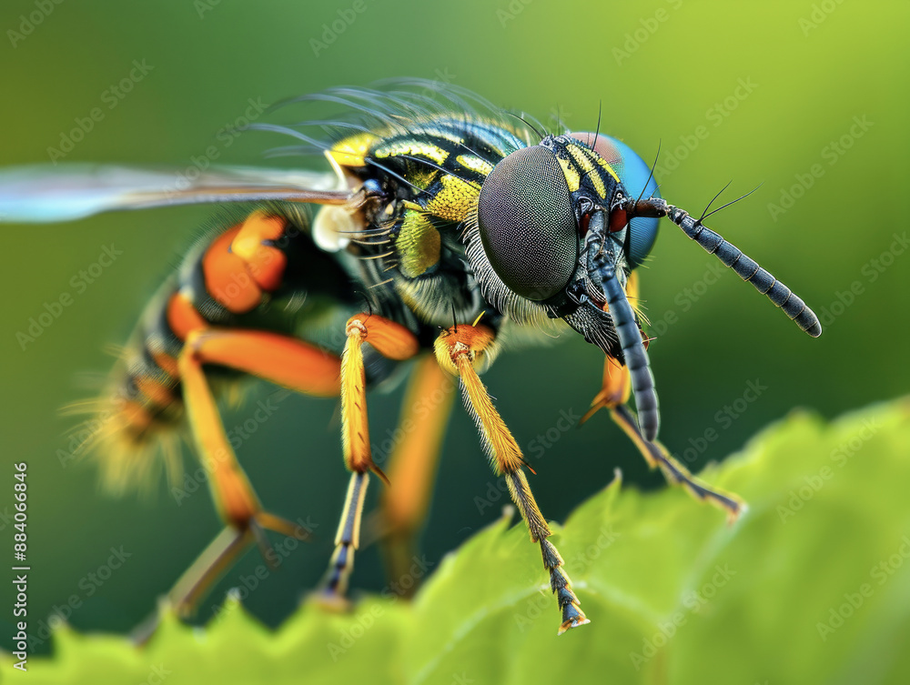 Close-up of a Hymenoptera with compound eyes. Close-up of a Hymenoptera with compound eyes.