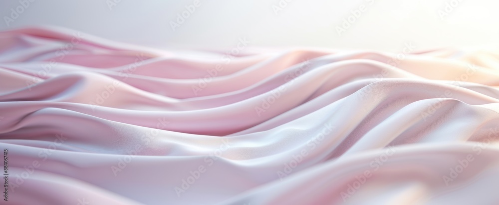 Fototapeta premium Delicate pink silk fabric flowing in soft light creating abstract waves