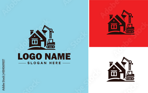 Construction icon Building Creation Development flat logo sign symbol editable vector