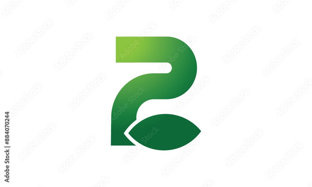 2 Leaf Logo Number Green Simple Nature 2 Leaf Logo Number Green Simple Nature
