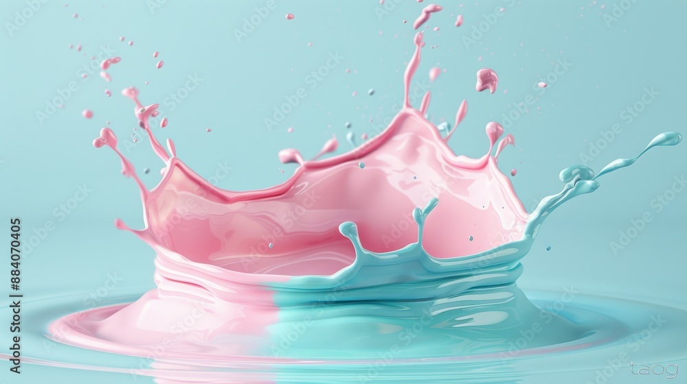 A splash of pink and blue paint on a blue background A splash of pink and blue paint on a blue background