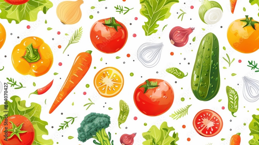 Seamless pattern of colorful vegetables on white background Seamless pattern of colorful vegetables on white background