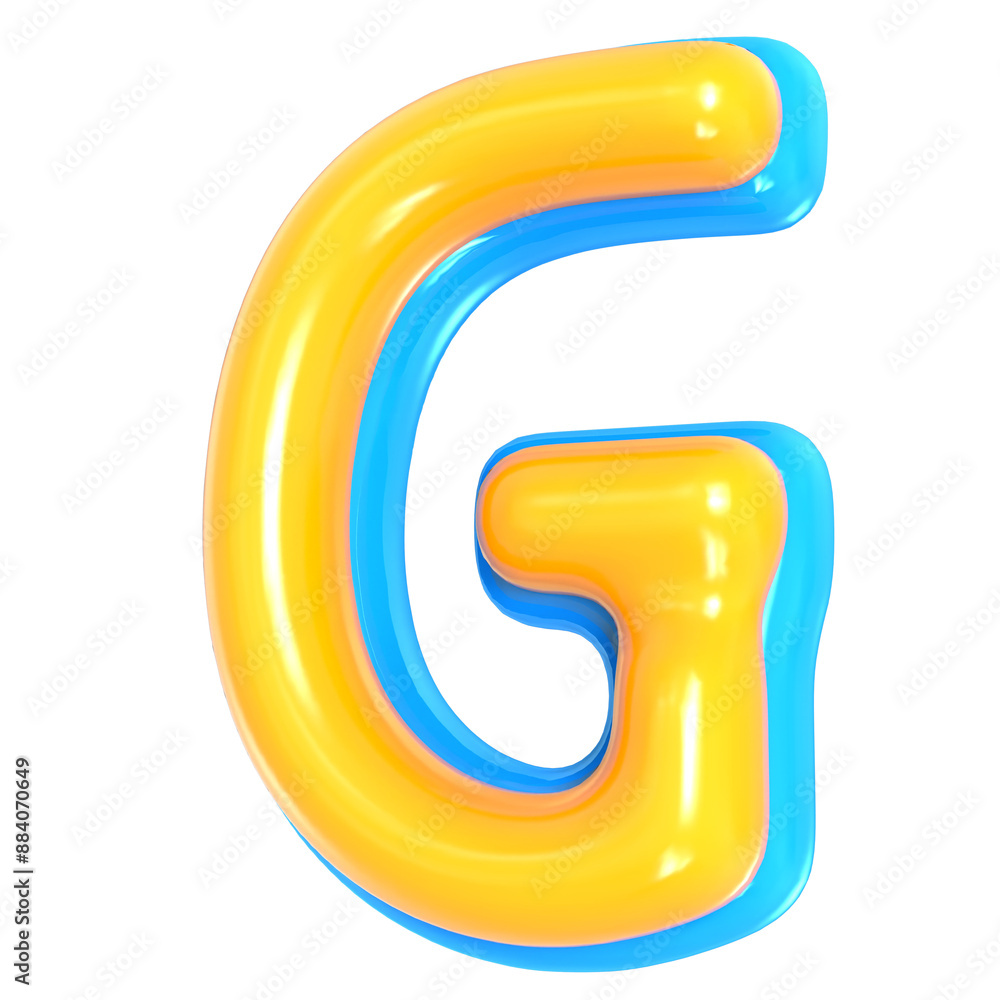 Yellow Alphabet with Blue 3D Letter G Render Yellow Alphabet with Blue 3D Letter G Render