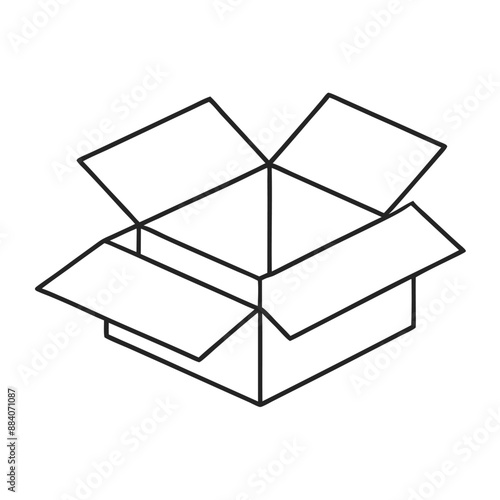 an open cardboard box, illustration line art vector 