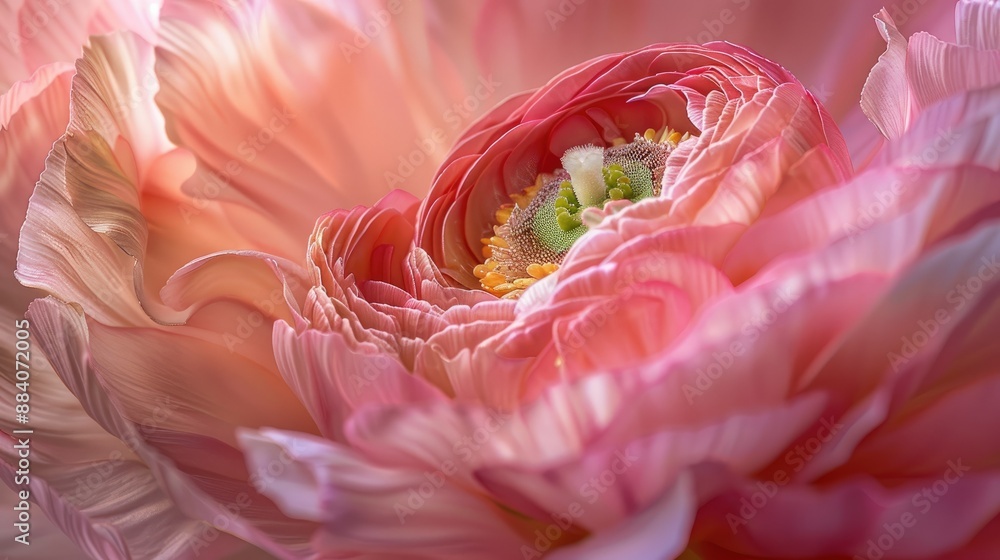 Pink macro image of a ranunculus flower Pink macro image of a ranunculus flower