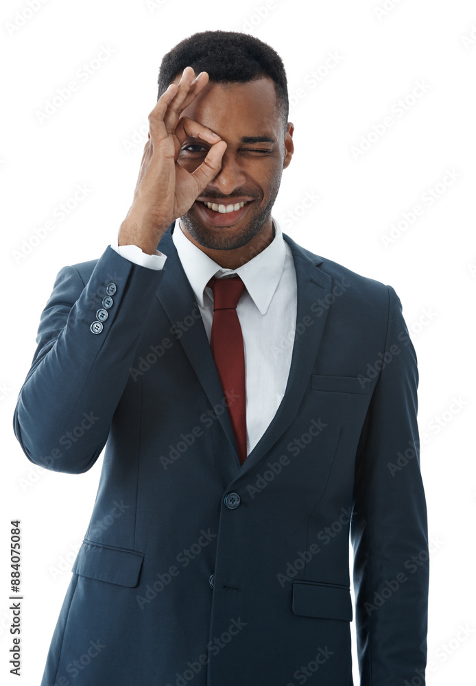 Lens, business and black man with portrait, eye and consultant isolated on white studio background. African person, employee and risk analyst with vision for startup, future for career and expression Lens, business and black man with portrait, eye and consultant isolated on white studio background. African person, employee and risk analyst with vision for startup, future for career and expression