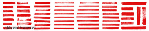Red hand drawn stripes, smears, highlights. Bloody caution textbox brushstrokes set. Straight line vector brush strokes. Rough grunge thick paint line texture. Vector sketch rectangle text boxes
