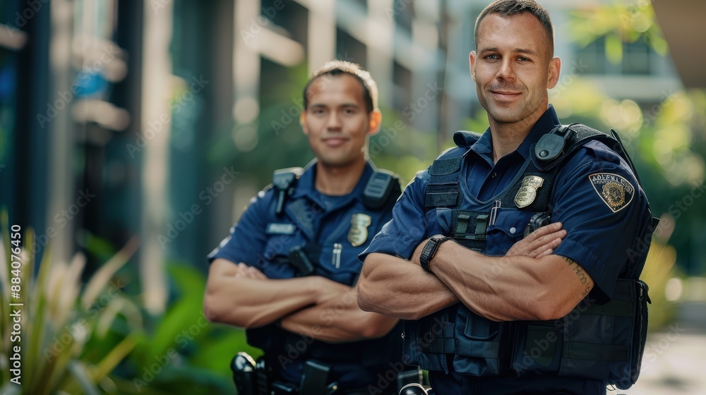 Fototapeta premium Two uniformed police officers