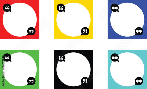 Modern Speech Bubble Quote Template Set. Editable Colorful Motivational and Inspirational Blank Bubble Frame for opportunities with Quotation Marks and Copy Space for Quotes. Isolated Stock Vector