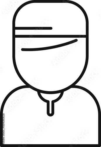 Line art icon of a man wearing a taqiyah, a short, rounded skullcap often worn for religious purposes