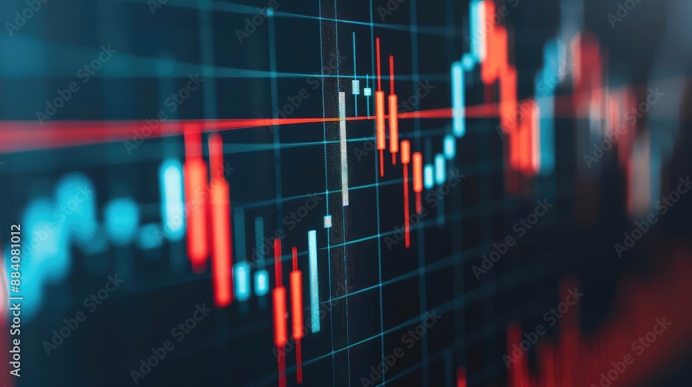 Close-up of financial charts indicating positive outlook, investment boom, market analysis Close-up of financial charts indicating positive outlook, investment boom, market analysis