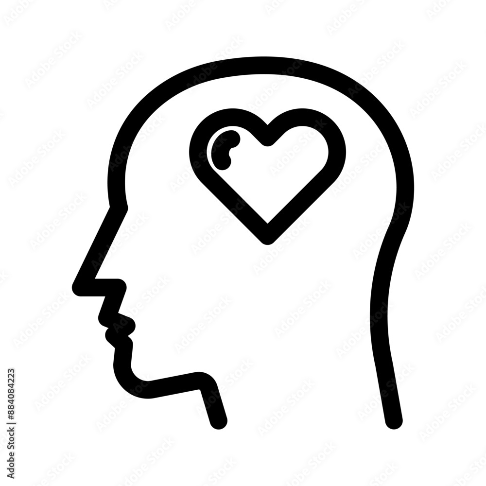 Brain and heart outline icon Brain and heart outline icon
