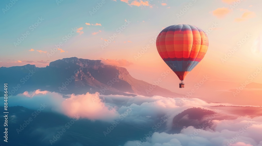 Hot Air Balloon Flight Over Mountains Hot Air Balloon Flight Over Mountains