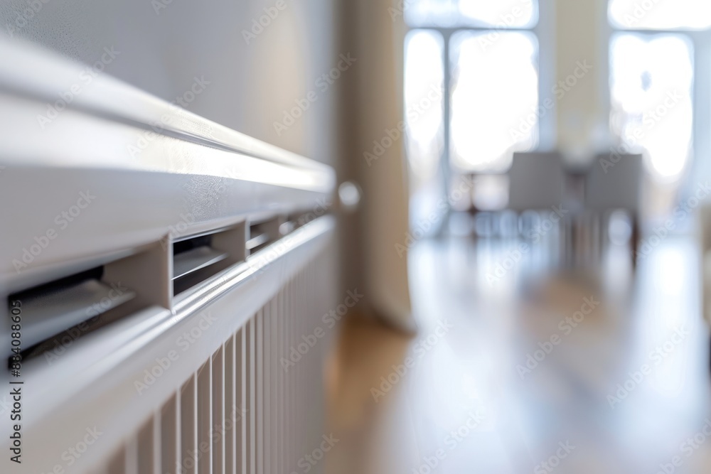 Close up electric radiator heater in modern bright apartment Close up electric radiator heater in modern bright apartment