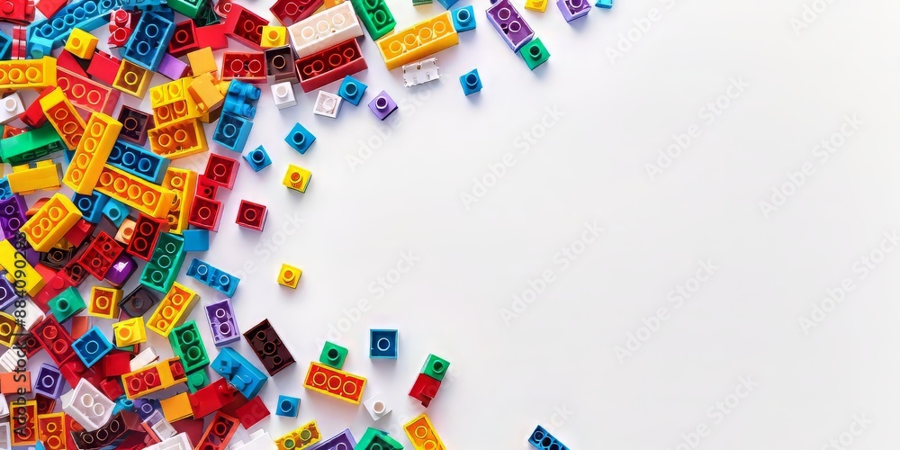 A pile of colorful blocks scattered all over the place A pile of colorful blocks scattered all over the place