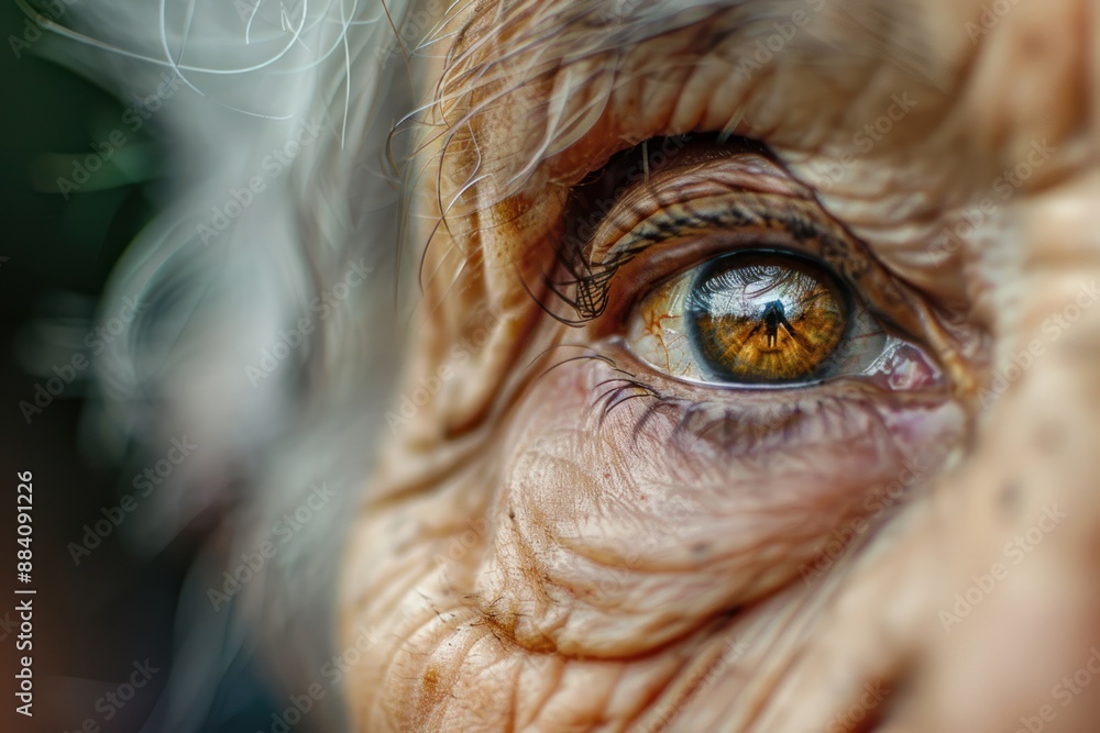 Closeup of senior woman face and eye, age, vision and old people concept Closeup of senior woman face and eye, age, vision and old people concept
