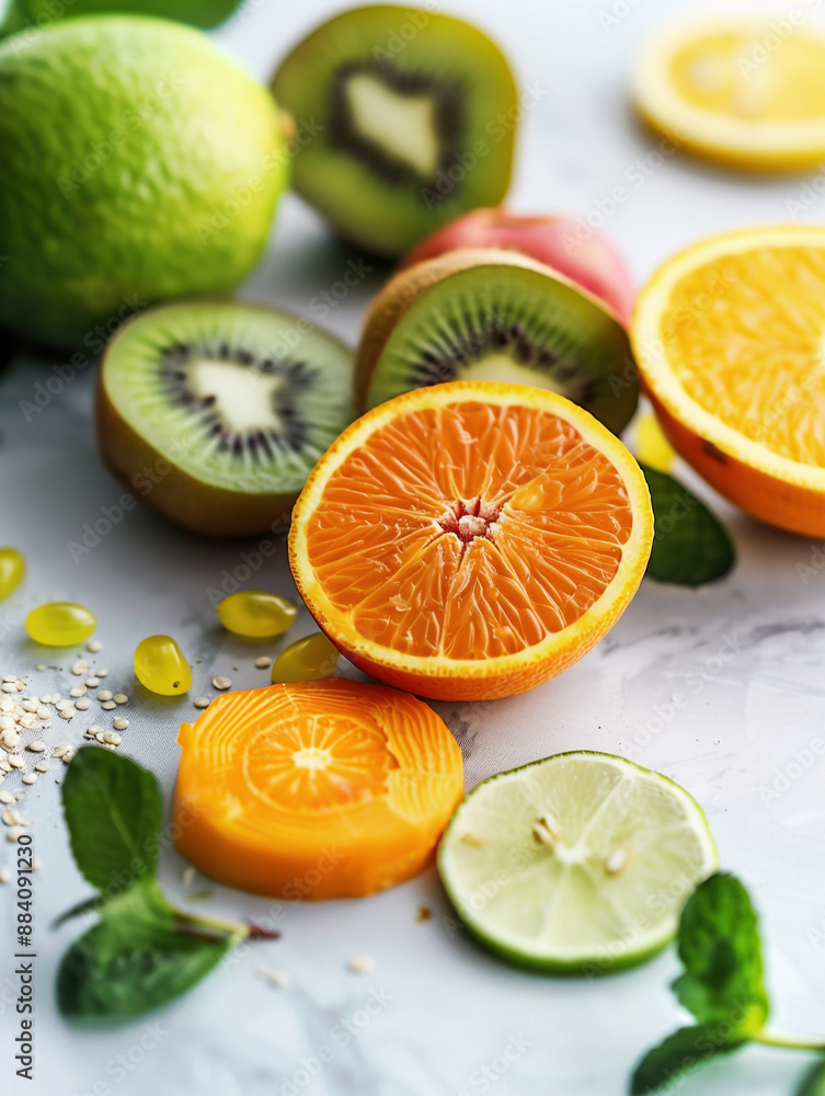Citrus Orange Slices Arrangement, 3D Rendering for Fresh Healthy Nutrition Background Citrus Orange Slices Arrangement, 3D Rendering for Fresh Healthy Nutrition Background