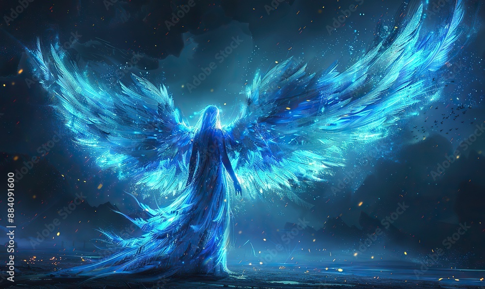 The beautiful abstract angel, with wings unfurled, spread grace and wonder throughout the realm. The beautiful abstract angel, with wings unfurled, spread grace and wonder throughout the realm.