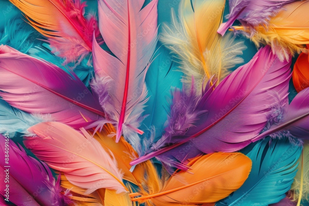 Obraz premium Colorful feather background for design use