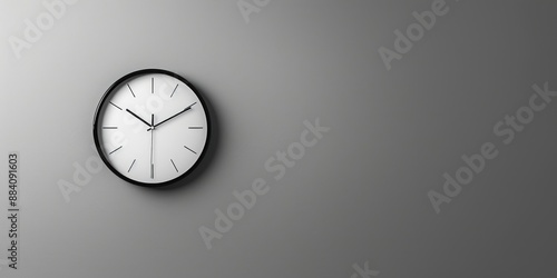 Wallpaper Mural A minimalist clock with black hands and a white face is mounted on a grey wall, its hands frozen in a timeless pose Torontodigital.ca