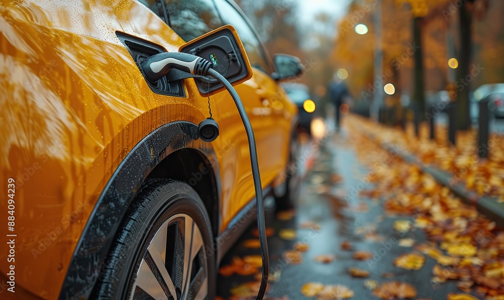 Close-up of an electric car charging port, embodying eco-friendly and alternative energy and transportation concepts. Close-up of an electric car charging port, embodying eco-friendly and alternative energy and transportation concepts.