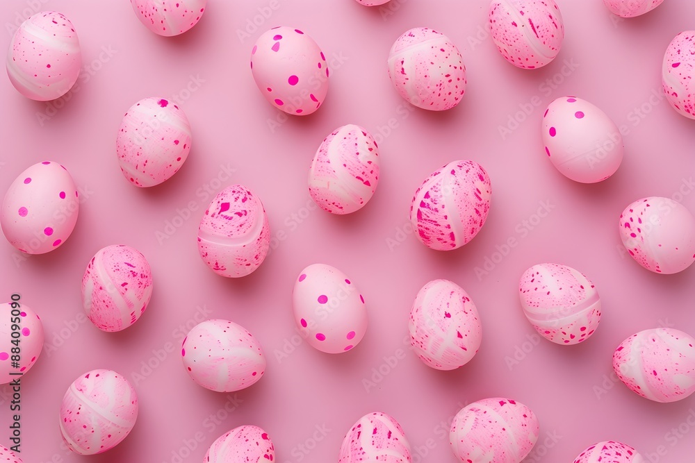Pink and white candy eggs pattern on a pink background in a flat lay with a minimal concept photographed in a studio with lighting using a high resolution digital camera Pink and white candy eggs pattern on a pink background in a flat lay with a minimal concept photographed in a studio with lighting using a high resolution digital camera