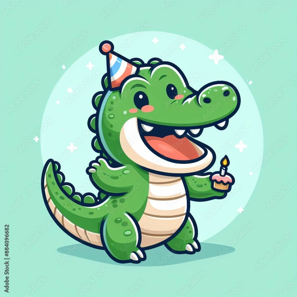 Fototapeta premium Cute Crocodile Cartoon Illustration