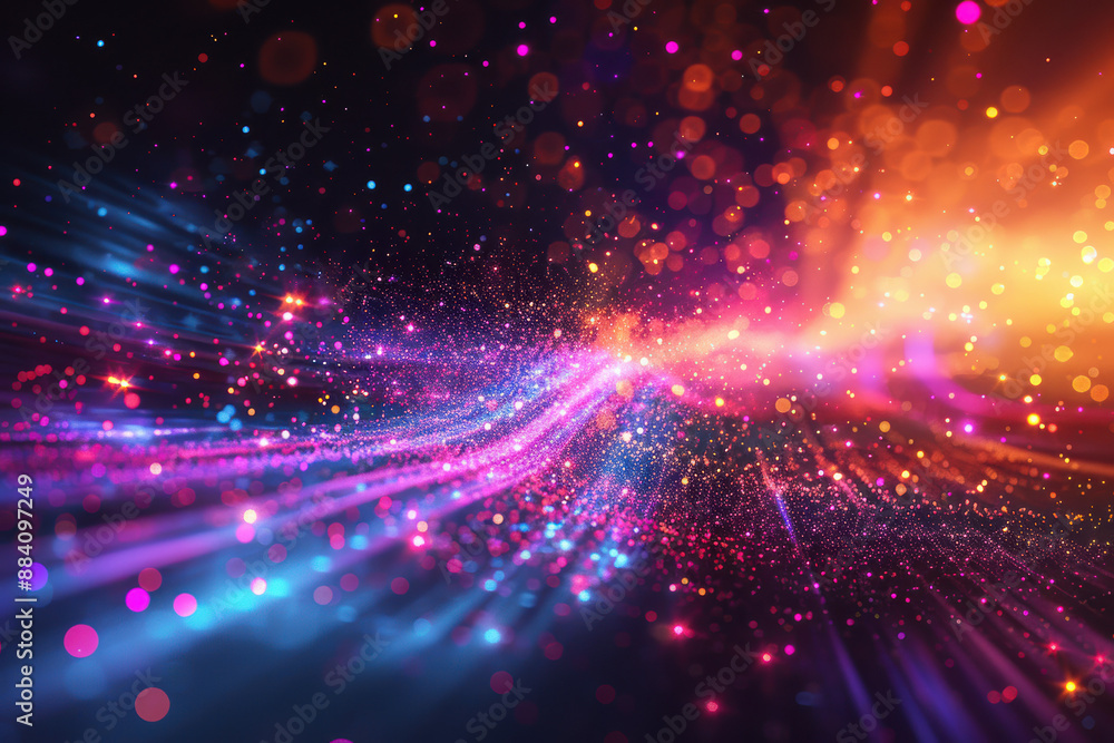 Vibrant abstract digital background with sparkling colorful lights and flowing energy trails, perfect for tech, futuristic, and creative designs. Vibrant abstract digital background with sparkling colorful lights and flowing energy trails, perfect for tech, futuristic, and creative designs.