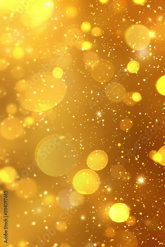 A vibrant background filled with golden bokeh lights and sparkling particles, perfect for festive and celebratory designs.