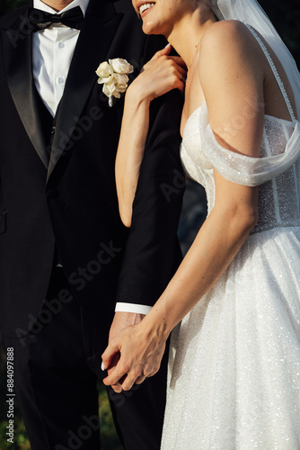 Cute bride couple spend time together after the wedding ceremony
