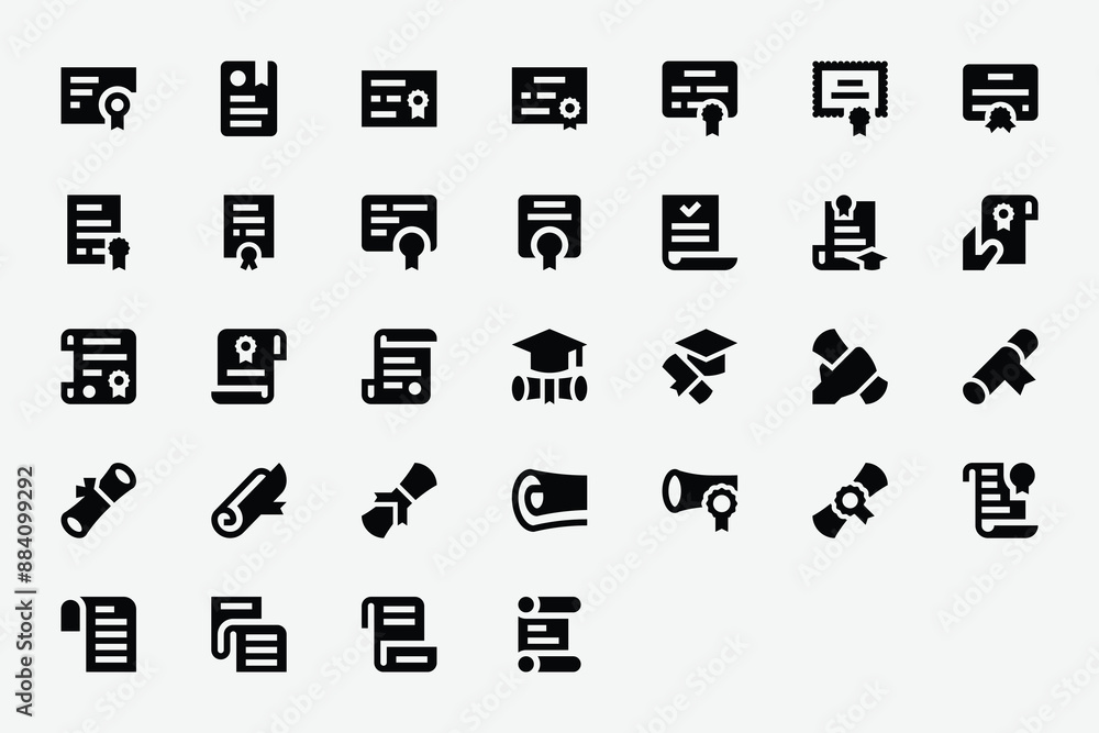 Certificates And Diplomas Solid Icons Certificates And Diplomas Solid Icons