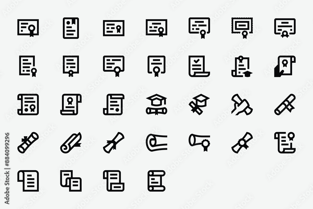 Certificates And Diplomas Line Icons Certificates And Diplomas Line Icons