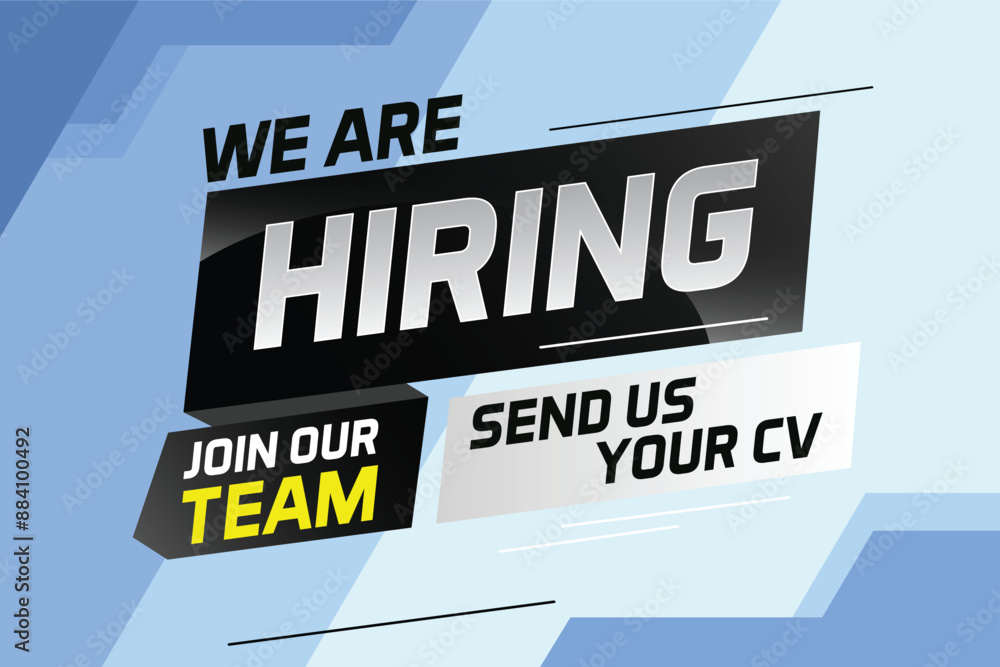 Hiring recruitment design for banner poster. We are hiring lettering with geometric shapes lines. Vector illustration typographic. Open vacancy design template
Hiring recruitment design for banner poster. We are hiring lettering with geometric shapes lines. Vector illustration typographic. Open vacancy design template