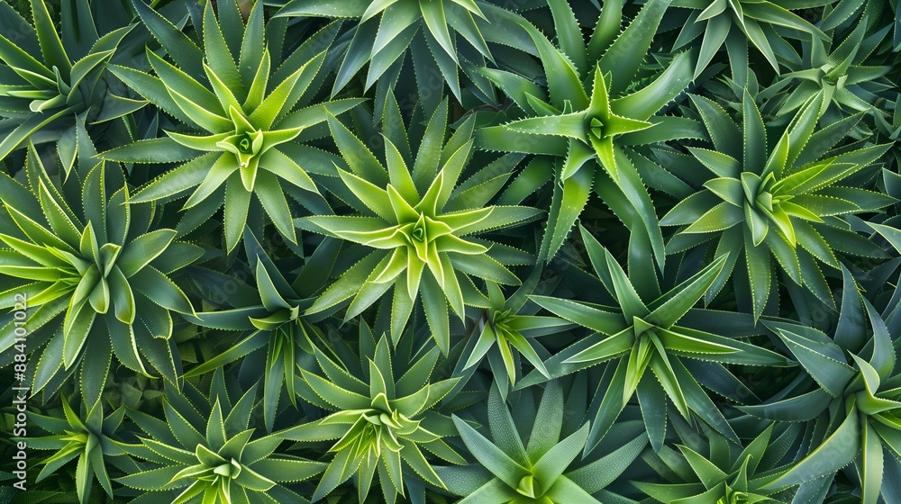 Top View of Aloe Vera Plants in a Garden Top View of Aloe Vera Plants in a Garden