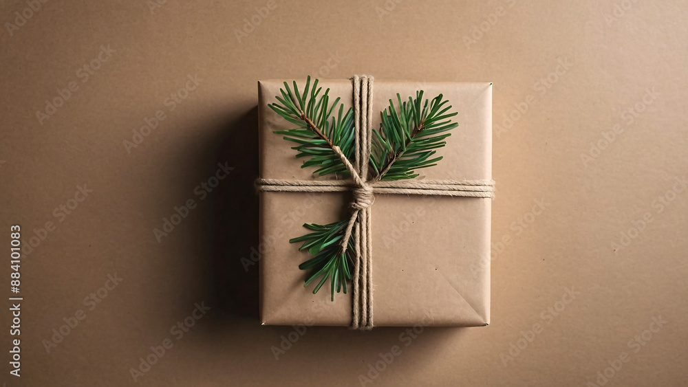 Gift boxes packed with craft paper with spruce branches. Winter and Christmas background. Gift boxes packed with craft paper with spruce branches. Winter and Christmas background.
