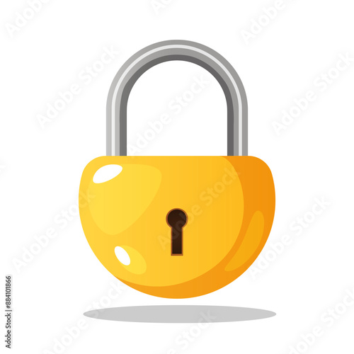 Closed lock icon with shadow isolated on white background. Concept of protection,secure.	
