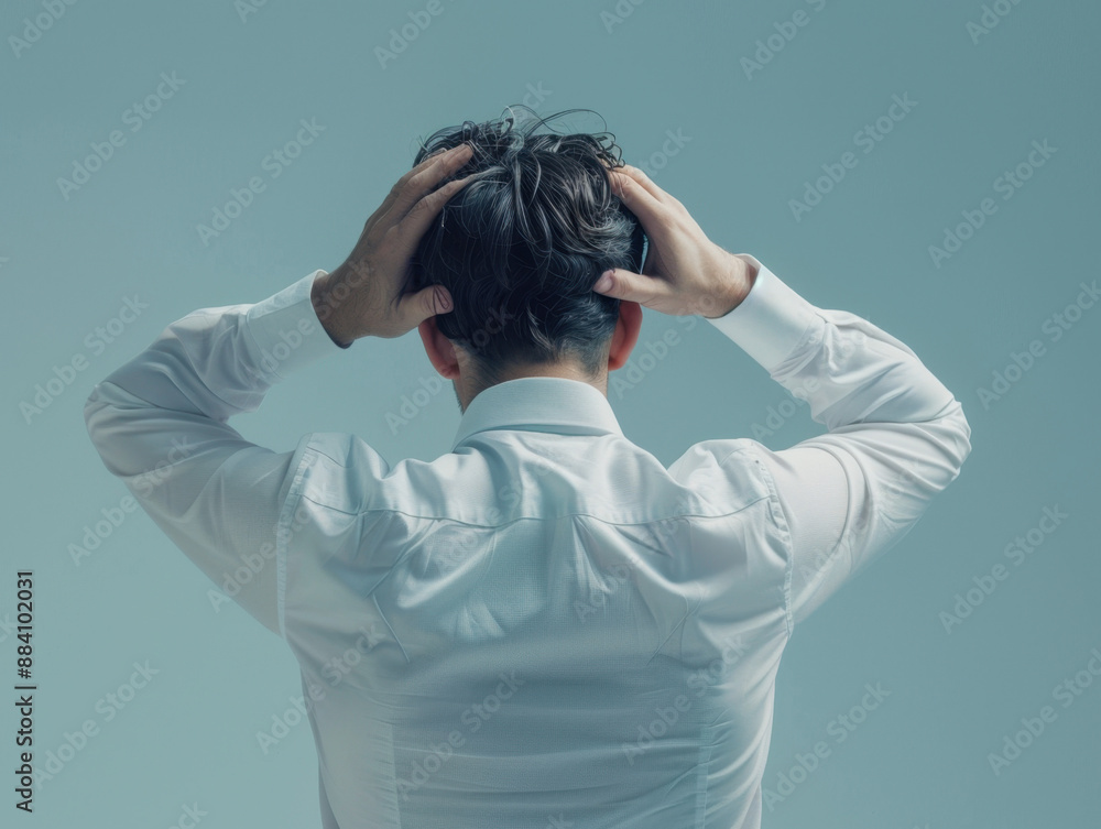 Young businessman employee unhappy with excessive work Young businessman employee unhappy with excessive work