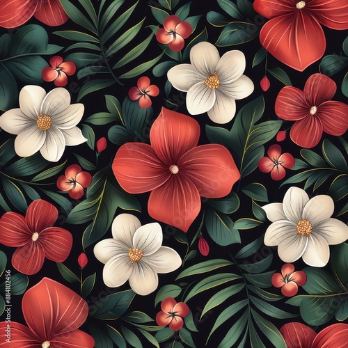 Vintage Hawaiian Floral Pattern