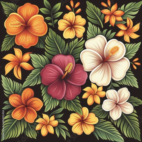 Vintage Hawaiian Hibiscus Pattern