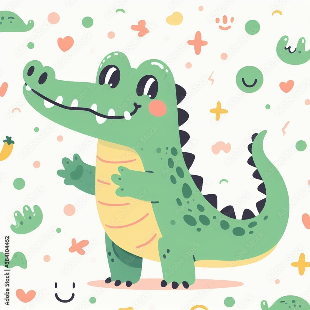 Obraz premium Cute Crocodile Cartoon Illustration