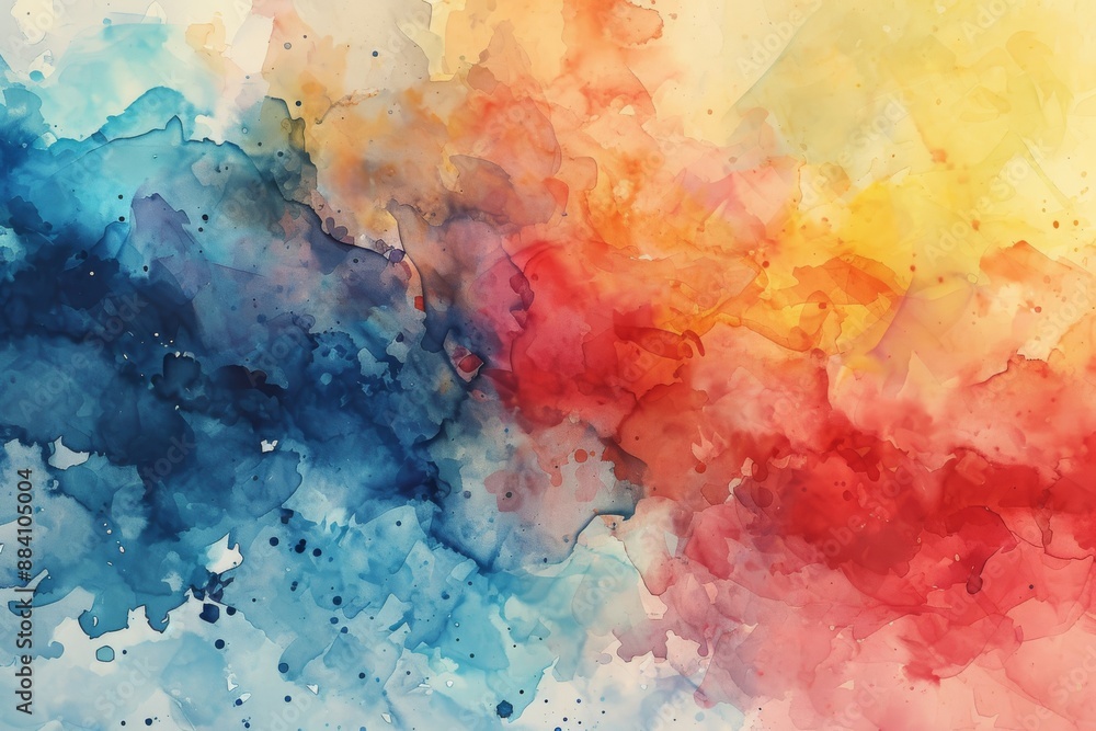 Naklejka premium Colorful paint splatters on canvas in an abstract art piece, Ai generated
