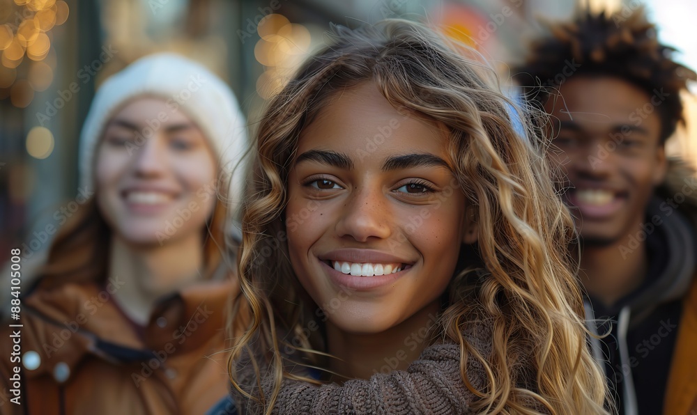 A diverse group of young people, all smiles, walk down a city street, capturing the fun of hanging out together outdoors - a perfect video snapshot of youth, community, and friendship. A diverse group of young people, all smiles, walk down a city street, capturing the fun of hanging out together outdoors - a perfect video snapshot of youth, community, and friendship.
